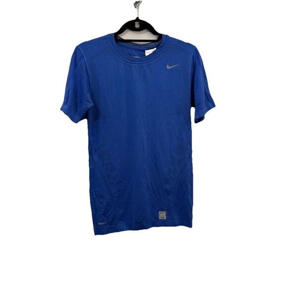 nike pro Tight seamless men's T Shirt Blue Size Large Fitted - Picture 1 of 13